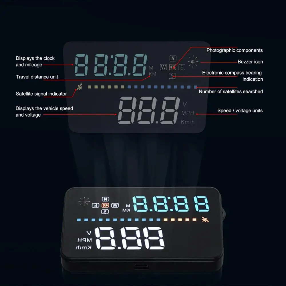 Универсальный Автомобильный дисплей 3," A3 Hud с OBD2 Предупреждение о превышении скорости Plug& Play, скорость двигателя, температура воды