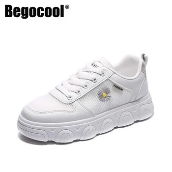 

New Begocool white sneakers for women daisy trend fashion designer thick bottom ladies shoes 2020
