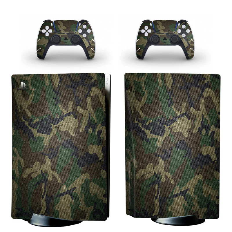 

Camouflage Carbon Fiber Skin Sticker For PS5 controller Disk Edition Decal Cover for PlayStation 5 Console and 2 Controllers