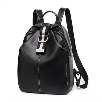 

YILUNXI Female black casual Retro Style backpack Woman First layer cowhide classic shoulder bags Lady small leisure Mini bag