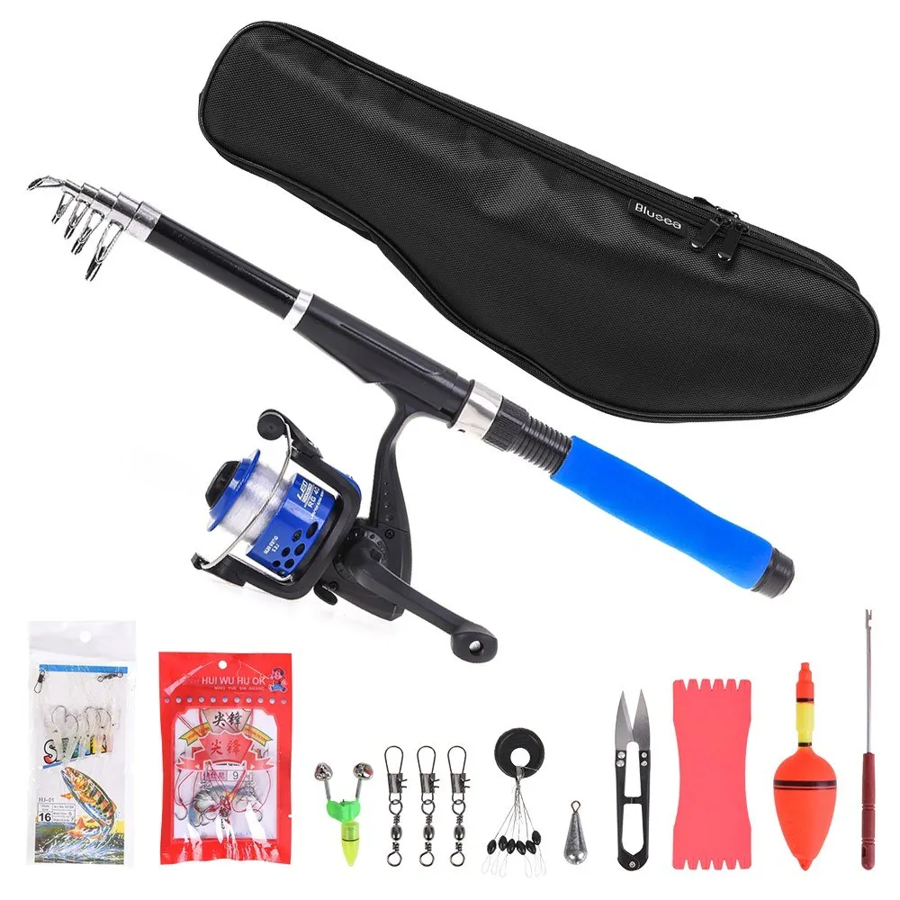 Fishing Reel Rod Combo Telescopic Fishing Rod and Spinning Reel Set Baits Hooks Fishing Bag Kit Fishing Tackle Set