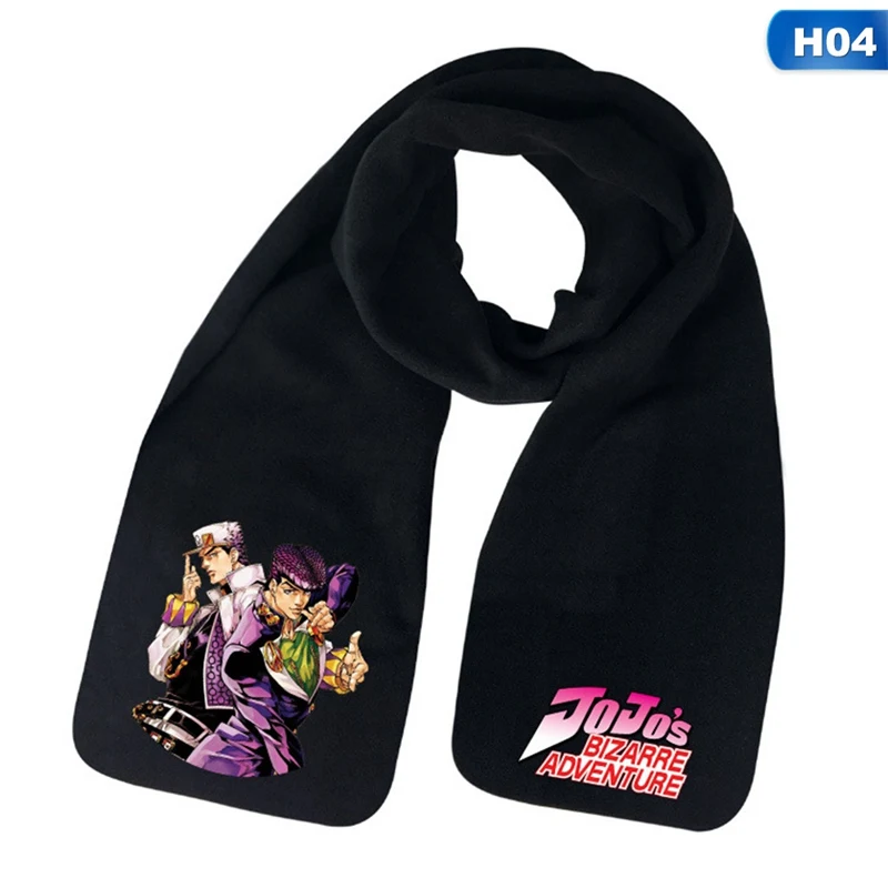 1pcs Anime JoJo's Bizarre Adventure Long black Scarf Wrap Handmade printing Jonathan Joestar Cosplay Costume Scarves 160cm - Цвет: H04
