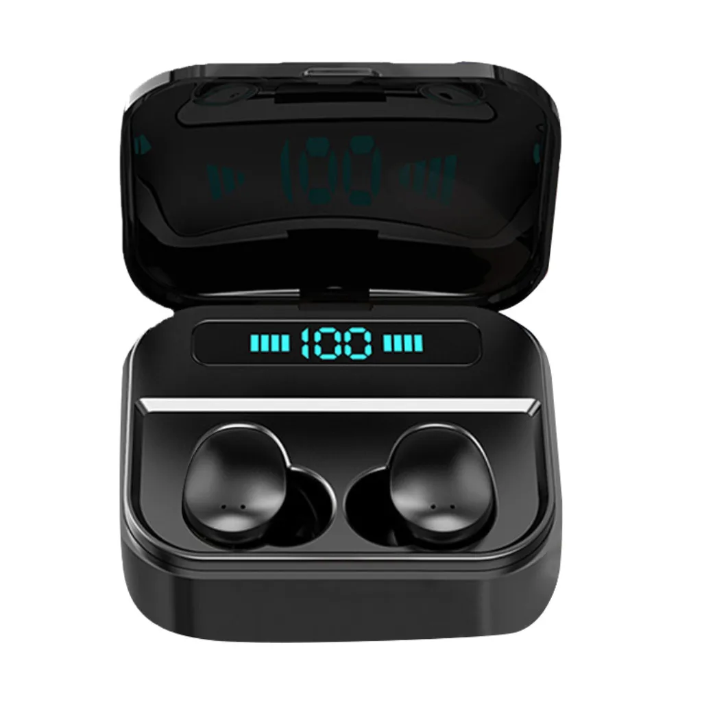 BLACK Ouhaobin беспроводные наушники TWS Mini True Blueteeth 5,0 стерео наушники бас-вкладыши гарнитура IPX7 водонепроницаемый - Цвет: BLACK