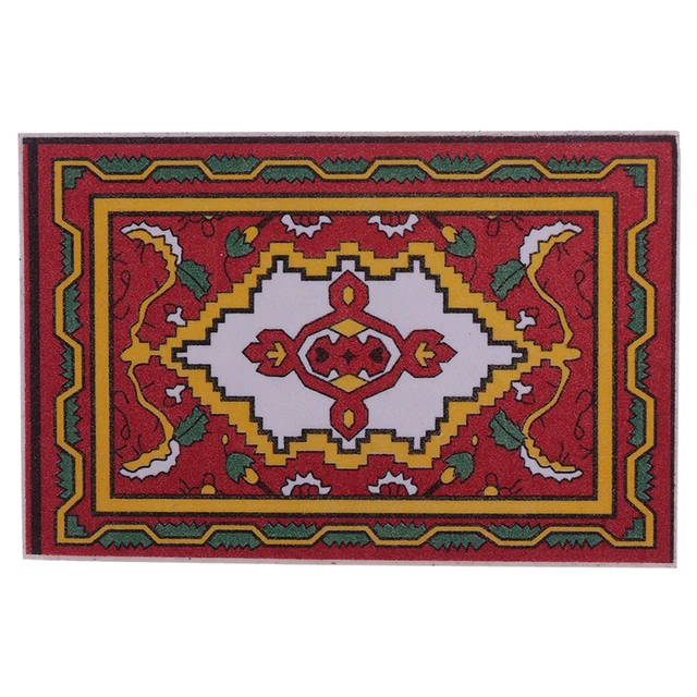 Rug #15  dollhouse carpet throw miniature woven fabric from Turkey Half Scale