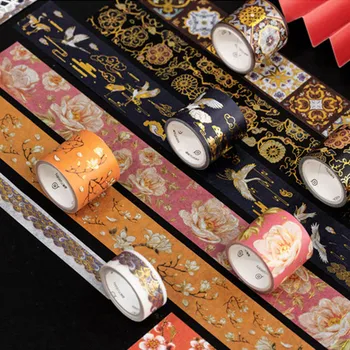 

2pcs/lot Chinese Element Gold Foil Washi Tape Set Scrapbooking Sticker Label Masking Tape School Office Supply