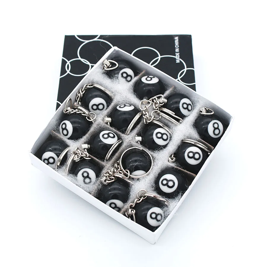 Брелок для ключей в виде бильярдного мяча с номером 8 1 дюйм (26 мм) 16 шт./партия |