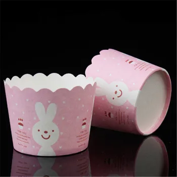 

50PC Pink Rabbit Cupcake Liner Baking Muffin Cup Case Oilproof Muffin Cupcake Paper Cup Wedding Caissettes Cupcake Wrapper Paper