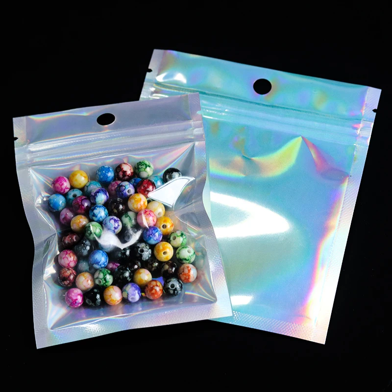 

10-50Pcs/lot Zip Lock Aluminum Foil Bag Good Quality Resealable Translucent Laser Packaging Pack Pouches For Powder Jewelry