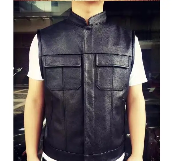 Бесплатная доставка новый стиль Воловья кожа vest.100% натуральная мужские