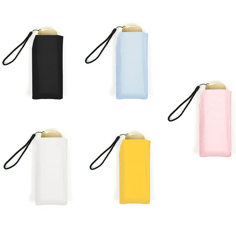 Pocket Mini Umbrella Windproof And Durable 5 Fold Umbrella Flat Umbrella Handle Portable Portable Umbrella Uv Umbrella Black