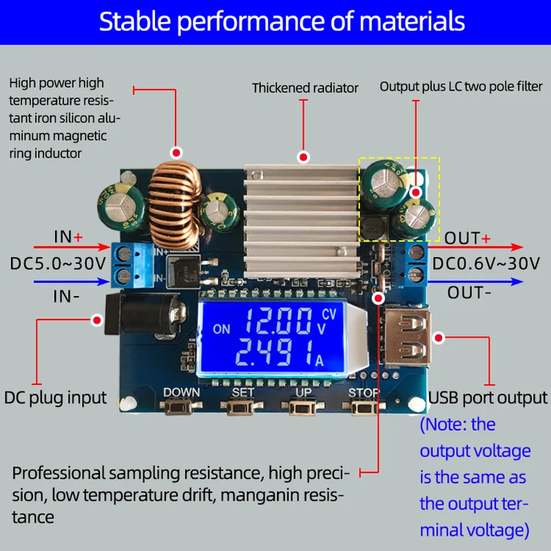 DC 0.6-30V 4A 35W 5V 6V 9V 12V 24V Boost/Buck CC CV Regulated Adjustable DC Power supply Module laboratory power supply dc dc step down module,voltage regulator,dc dc step module