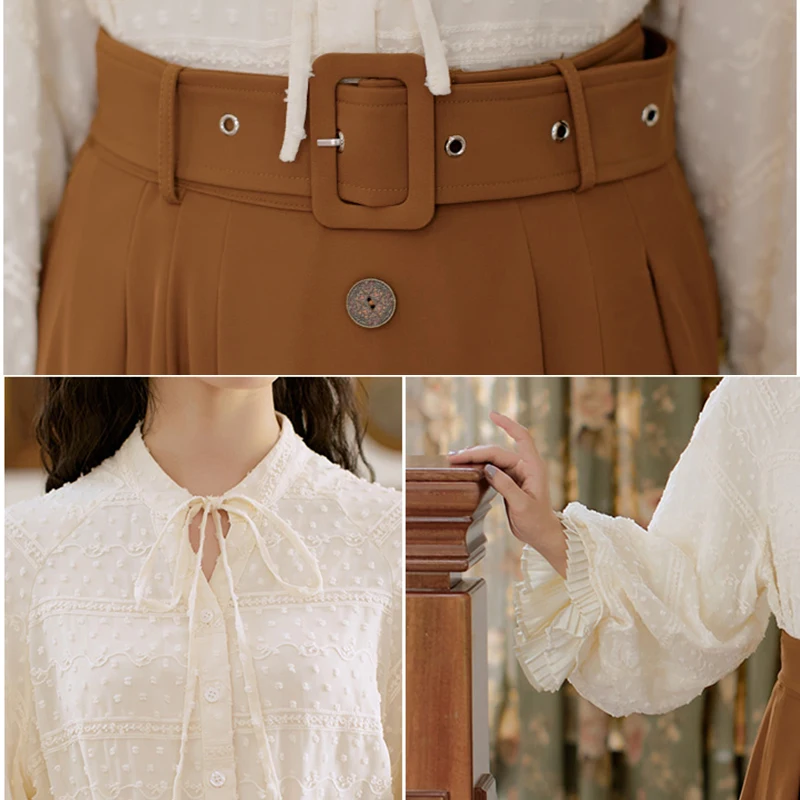早期完売★LOW CLASSIC★DOUBLE WAIST LONG SKIRT スカートBrown LOW CLASSIC] / ☆ 24FW DOUBLE WAIST LONG SKIRT / BROWN (LOW