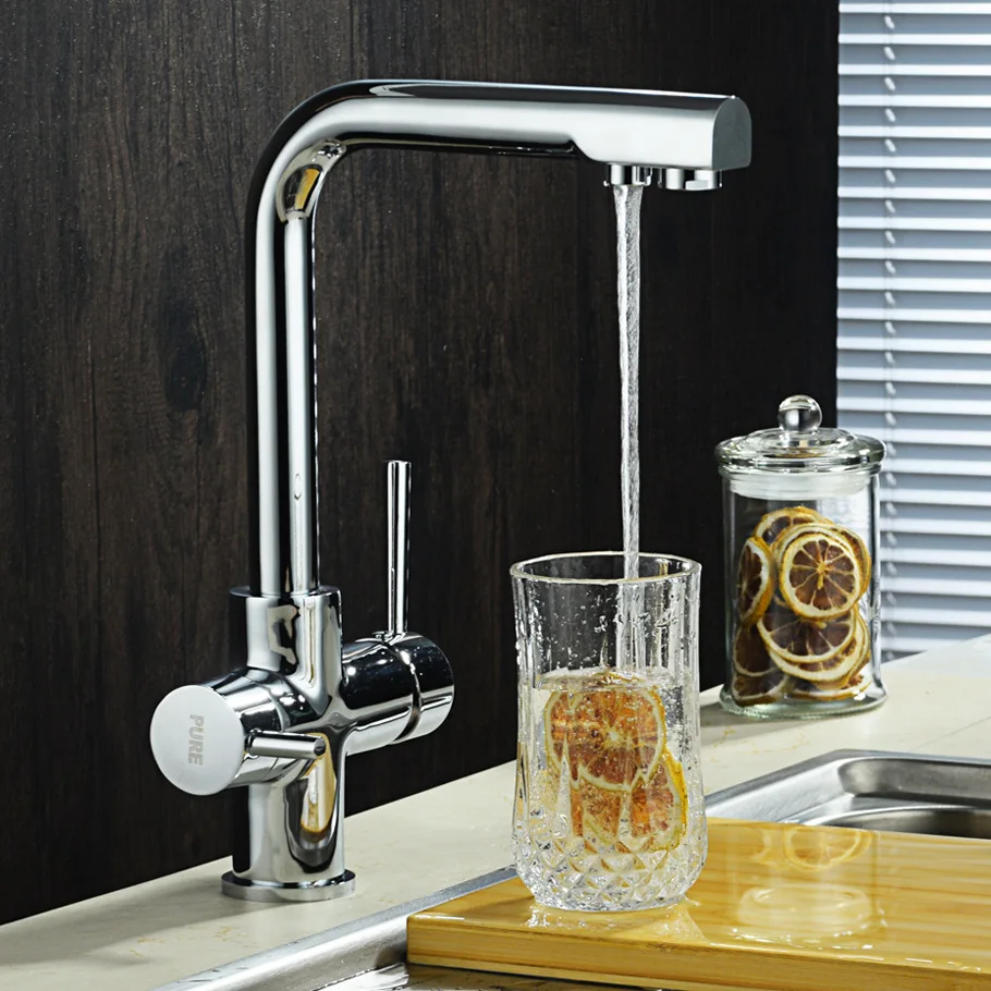 

Copper Kitchen Faucet Suit with Pure Water Filter Hot And Cold Faucet Set Household Double Leading CJ1002