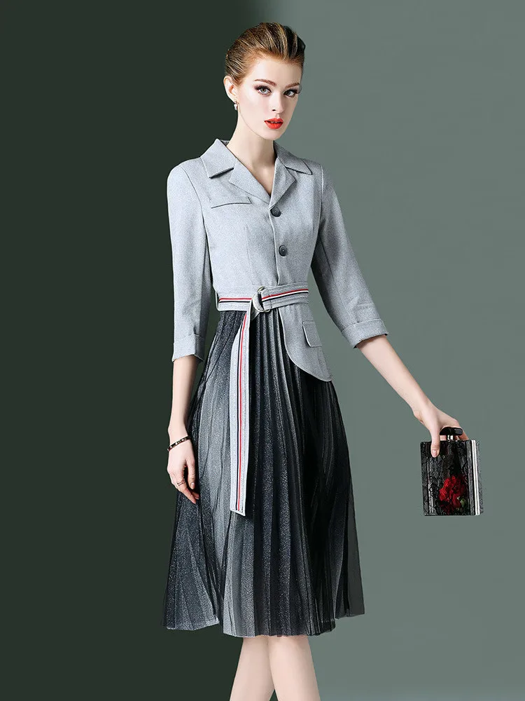 

Spring-summer clothing 2020, women's office mesh evening vintage dress, elegant, vestidos, robe