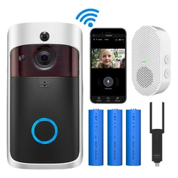 Visiophone intelligent V5 IP, interphone vidéo wi fi, sonnette de porte, caméra IR, alarme, sécurité sans fil 