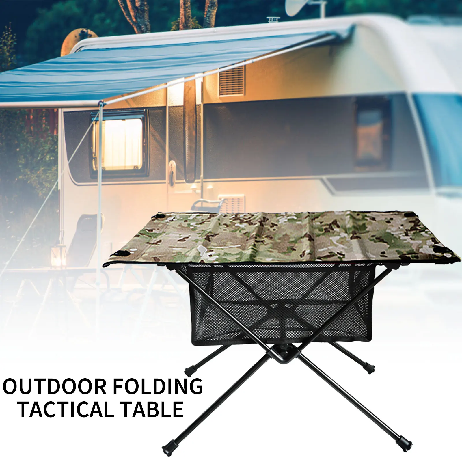 Outdoor Folding Table with Net Pocket Portable Foldable Aluminum Alloy Desk for Picnic Camping Garden Barbecue Desk Table