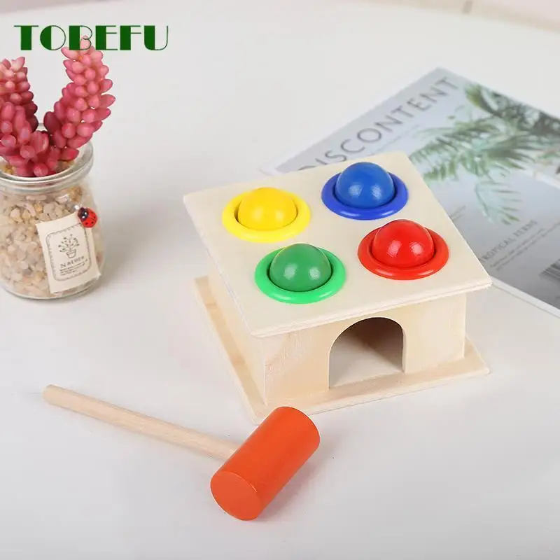 TOBEFU 1 Set Wooden Toys Hammering Ball Hammer Box Children Fun Kids Playing Hamster Game Puzzle Toys for Children Boys Girls