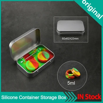 

1 Set Nonstick Silicone Container Storage Box for Oil Wax Jar Dab Container with Stainless Steel Dabber tool Case Random Color