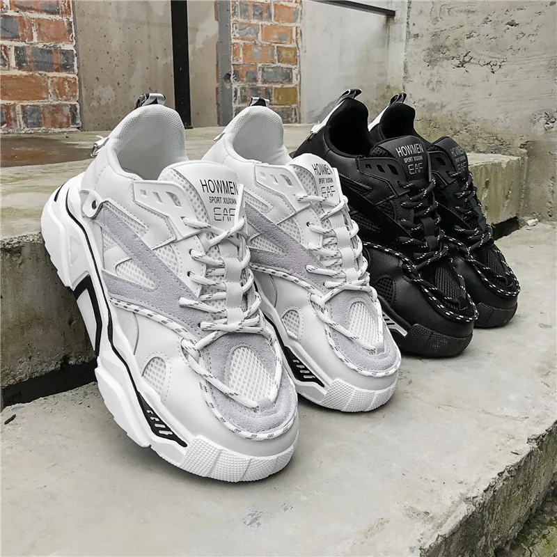 Мужская обувь для бега; дышащая прогулочная спортивная обувь; мужская обувь на шнуровке; мужские кроссовки на толстой подошве; C33-19