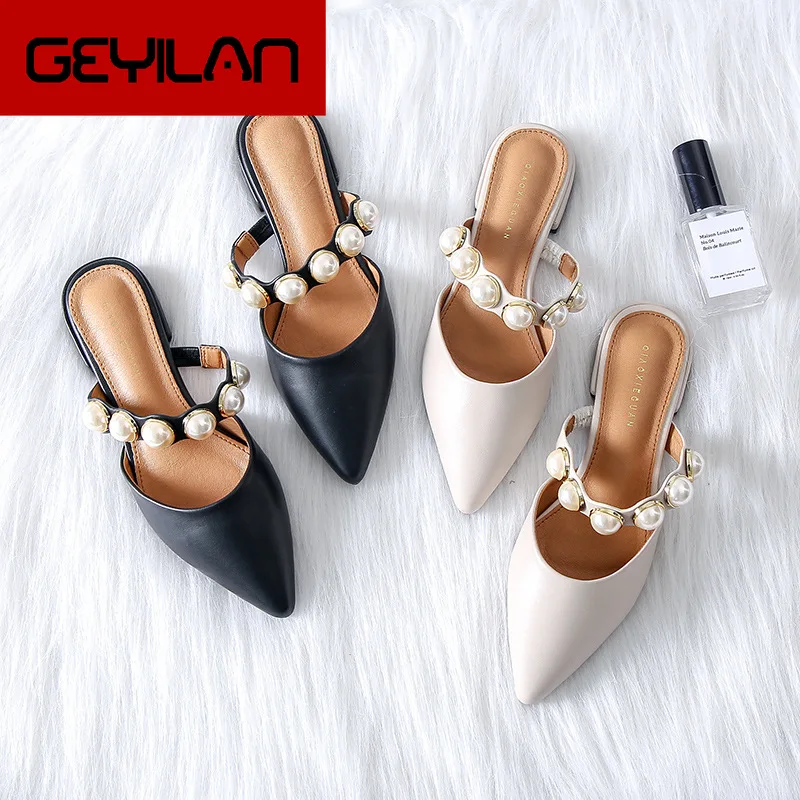 

Spiked Flat-soled Slippers Female Summer 2019 New Style Slippers Female Retro-style Slippers with Rough heels and Low heels