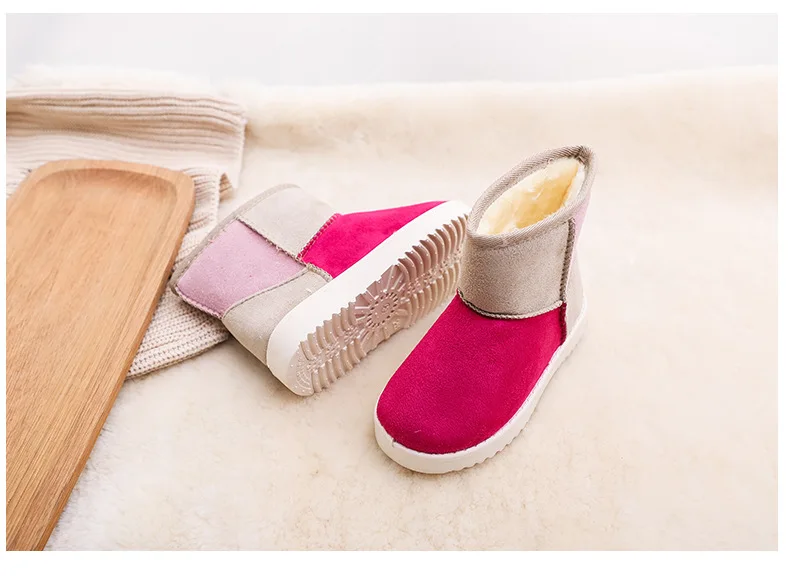 Children Lovely Candy Color Suede Splicing Snow Boots for Boys Girls Thickening Fur Warm Non Slip Comfortable Winter Kids Boots