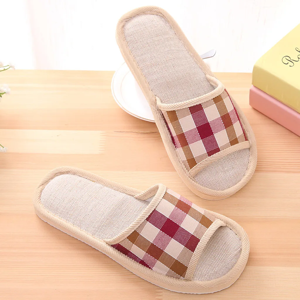 Домашние тапочки для пар повседневная обувь мужчин и женщин в клетку домашние