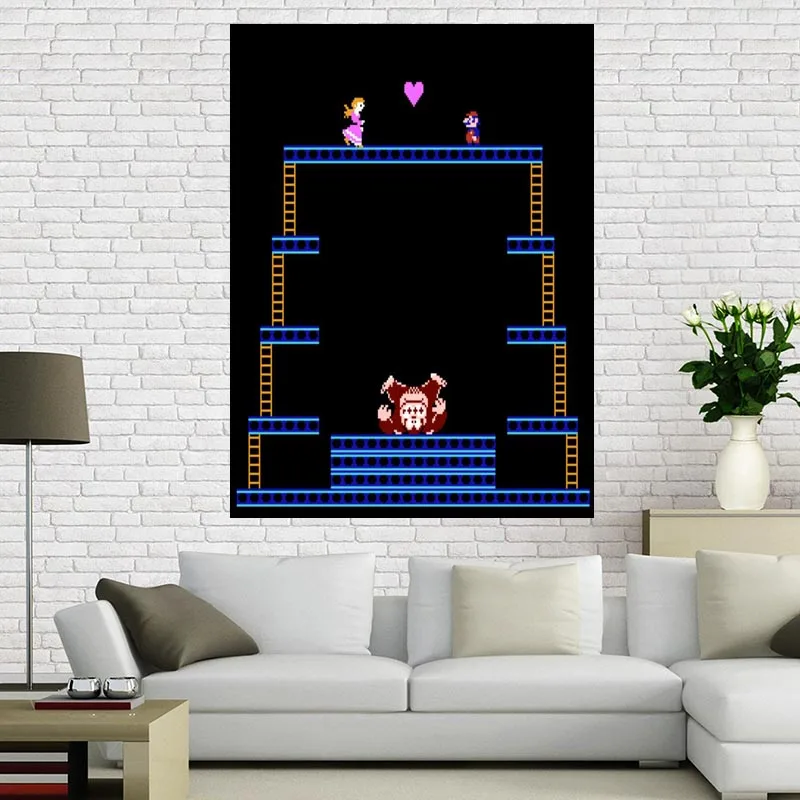 Ослик Конг Ретро игровой постер Nintendo (классический Конг/НС) 40x60 см домашний декор