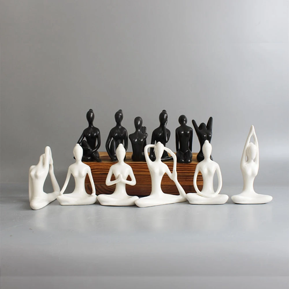 12 Style Choose abstract Art Ceramic Yoga Poses Figurine Porcelain