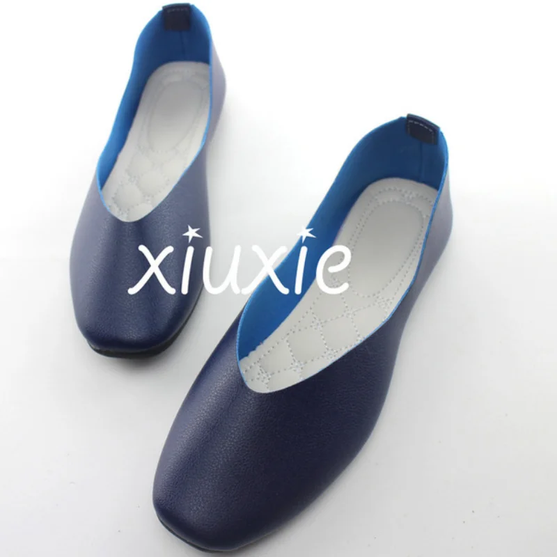 PU Leather Candy Color Ladies Flat Shoes Women Ballet Flats Point Toe Loafers Shoes Woman Retro Zapatos Mujer Big Size42 WSH2442 4