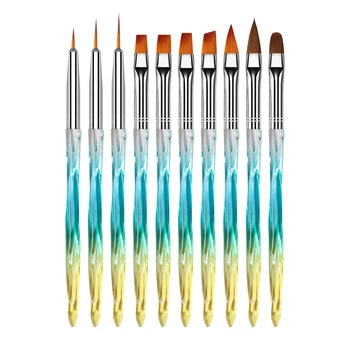 

10pcs Art Professional Non Slip Manicure Tools Nylon Hair Dotting Home Salon UV Gel Drawing Painting Lining DIY Nail Brush Set