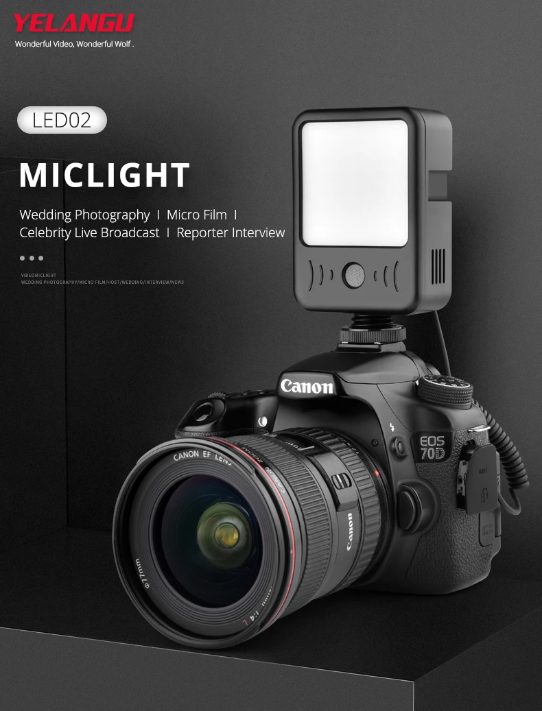 

Microphone Recording LED Video Light 2000mAh Built-in Battery Type-C Charging 6500K with Photography for Tiktok Vlogging