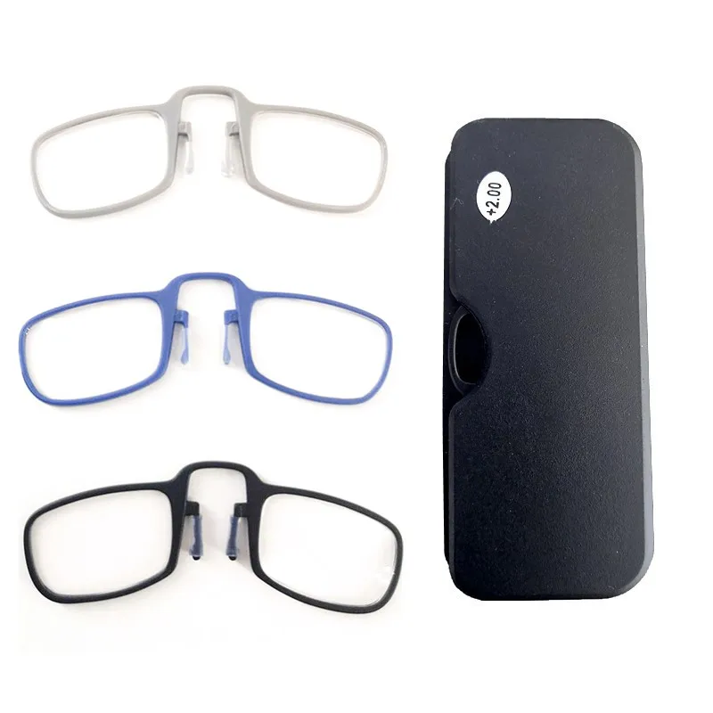 

2019 Newest Mini SOS Wallet Reading Glasses Nose Clip on Presbyopic Glasses Men's and Women Men Glass Frame Black High Quality