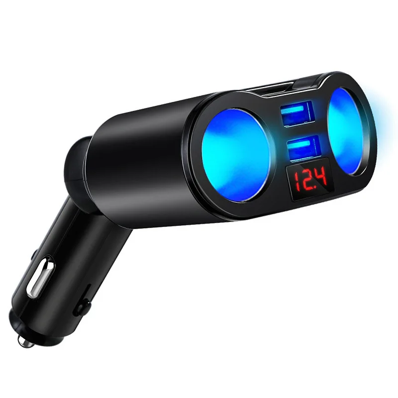 Черный Автомобильное зарядное устройство 2 USB Зажигалка разветвитель гнездо адаптер для смартфона автомобиля DJA99 - Цвет: Черный