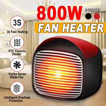 

800W Portable Electric Heaters Mini PTC Ceramic Hot Air Heating Fan Winter Home Space Warmer 3s Fast Heating Stove Warmer