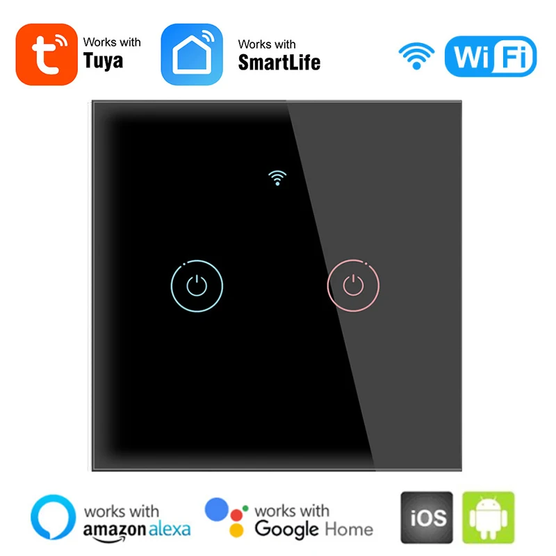 Умный сенсорный выключатель 1/2/3 Gang Tuya WiFi 110-250 В домашняя настенная кнопка для Alexa и