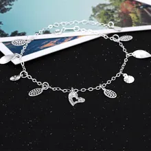 Ming jiang Аксессуары S925 прекрасный серебряный браслет на ногу с кисточками лист сердце кольцо на лодыжки корейский стиль хипстер студентов серебряные ноги украшения