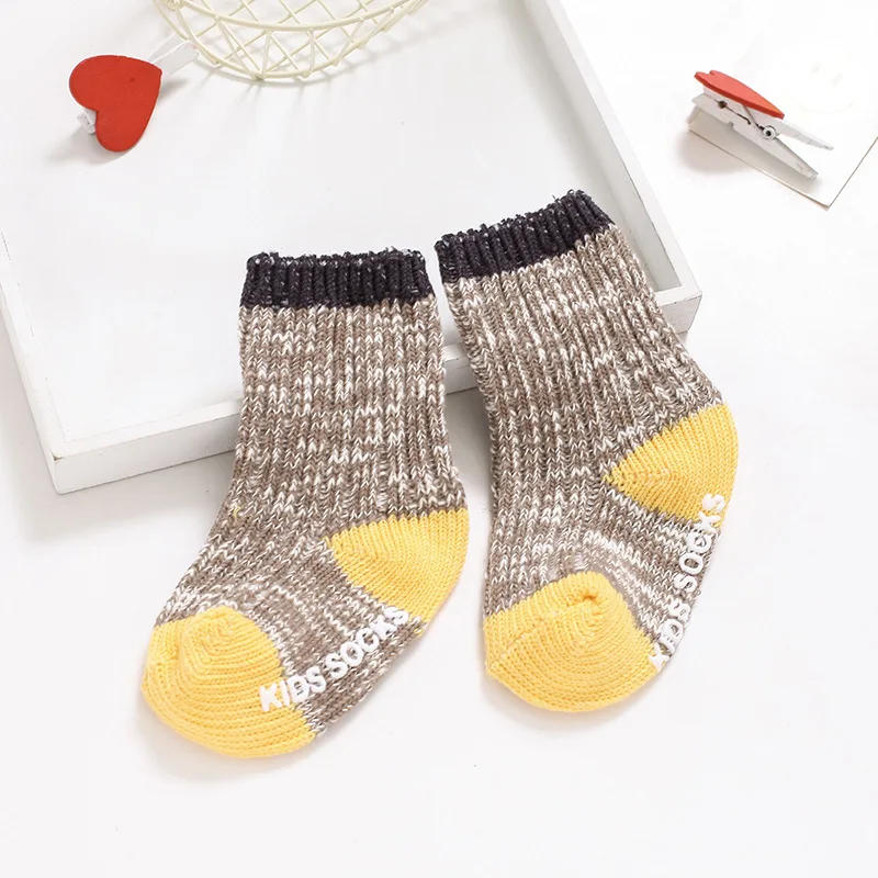 Детские носки осенне-зимние мягкие хлопковые носки для малышей нескользящие носки-тапочки удобные носки для новорожденных аксессуары для малышей от 0 до 4 лет - Цвет: B yellow