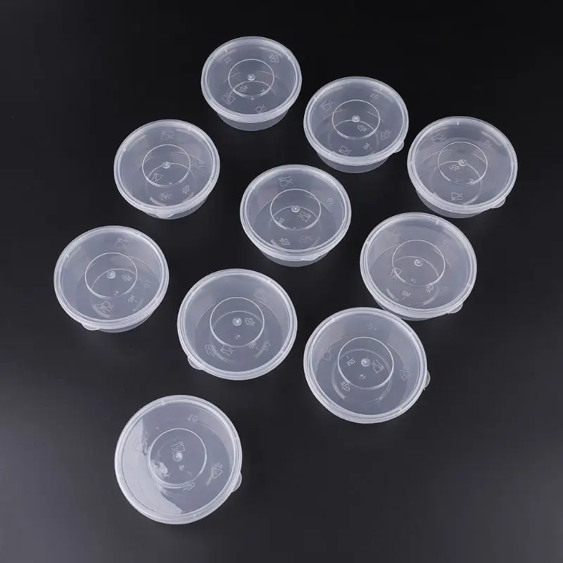 10 шт. кухонные одноразовые пластиковые чашки для соуса горшок Chutney контейнер с крышкой для хранения слизи чехол 80 мл GXMA