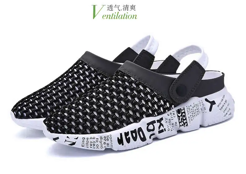 Comfort Men Shoes Casual Big Size Men's Home Slippers Fashion Mesh Soft Summer Sandals Crock Fishing Quick-drying Man Slipper B1