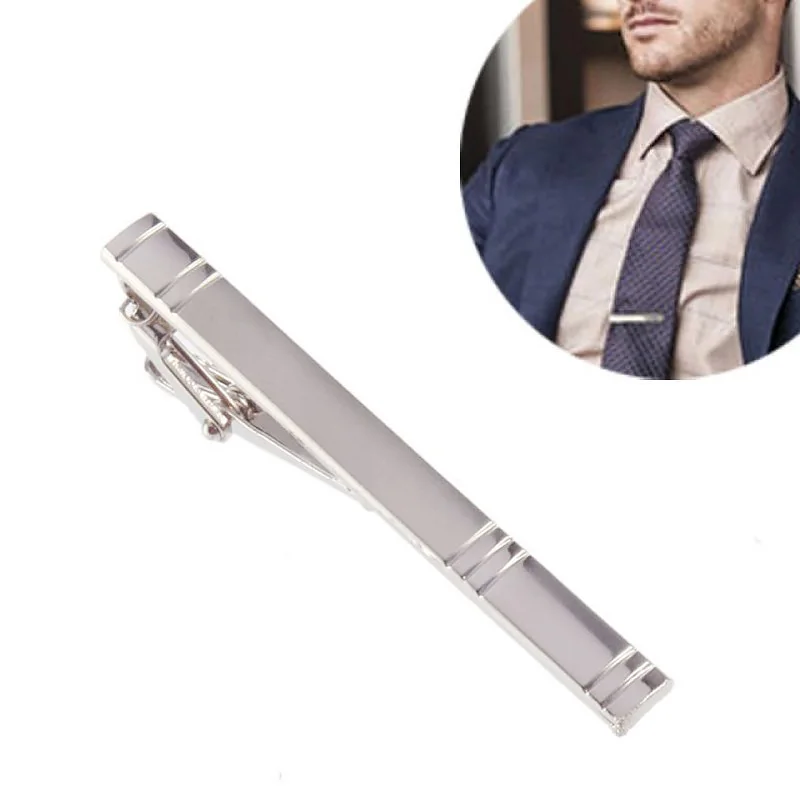 1PCS New Metal Silver Color Tie Clip For Men Wedding Necktie Tie Clasp Clip Gentleman Bar Crystal Pin For Mens Gift