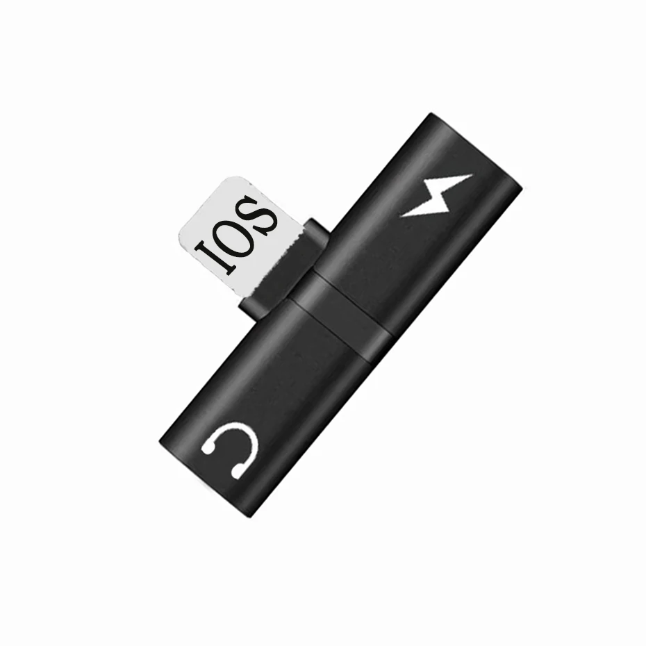 2 в 1 для Lightning адаптер для iPhone 7 зарядный адаптер для iPhone 8 7 Plus 10X11 зарядное устройство сплиттер для наушников адаптер - Цвет: Black