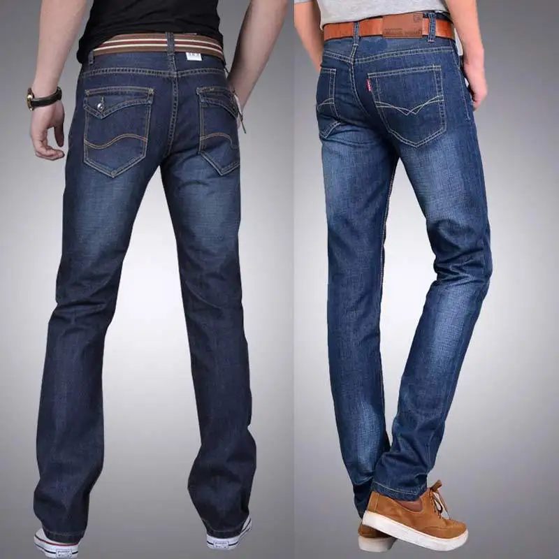 Осень Для мужчин джинсы Для мужчин в Корейском стиле Slim Fit молодежное Повседневное прямого покроя больших Размеры длинные штаны Для мужчин одежда для работы по охране труда со штанами