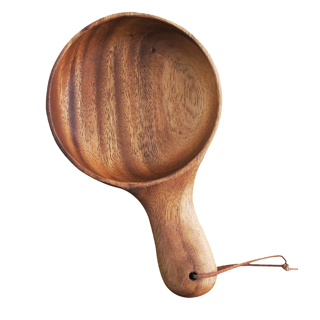 Wooden Bowl With Handle Japanese Style Rice Instant Noodles Food Container
