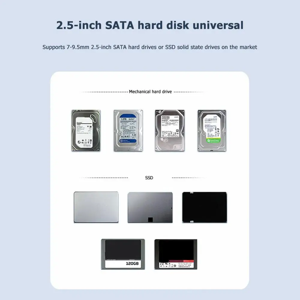 Externes 2,5" Festplattengehäuse USB 3.0 – Werkzeugfrei, Aluminium, Blau