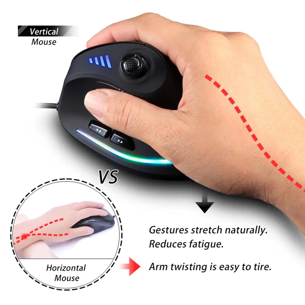 Para zelotes vertical gaming mouse programável usb