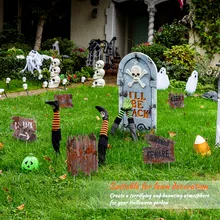 Unomor 5 шт. Хэллоуин знаки для двора с 10 шт. колья Предупреждение ющие сообщения наружные украшения на лужайку для Патио Сад двора путь