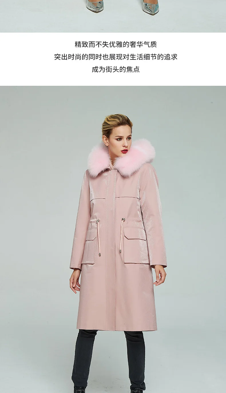 Tcyeek Winter Real Fur Coat Women Streetwear Long Rex Rabbit Fur Liner Jacket Natural Fox Fur Hooded Warm Coats Hiver 9301
