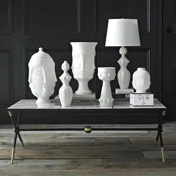 

Nordic Abstract Faceted Face Ceramic Vase Flower Vases Home Decor Plant Flowerpot Fashion Sexy Lips Flower Vase For Home Wedding