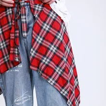 Клетчатый многослойный подол декоративная Талия уличная поддельная кромка хип-хоп проверенный фартук для мужчин и женщин унисекс