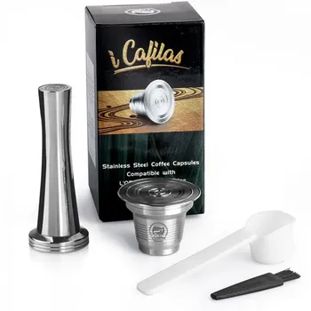 

Behogar Reusable Coffee Capsule Stainless Steel Refillable Coffee Pod Filter Cup with Coffee Tamper for Nespresso LORLM8012 60 A